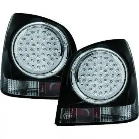 Usine Directe SET 2 FEUX ARRIERES DESIGN NOIR À LED TRANSPARENT POUR TOUTES VW POLO 9N (01-05) ET VW POLO 9N3 (05-09)