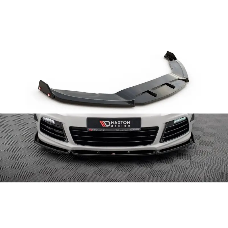 Bon Plan LAME DU PARE-CHOCS AVANT V.3 + FLAPS VOLKSWAGEN SCIROCCO R MK3 - MAXTONDESIGN - FINITION: NOIR BRILLANT