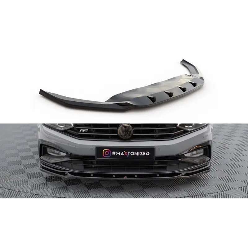 Remise LAME DU PARE-CHOCS AVANT V.2 VOLKSWAGEN PASSAT R-LINE B8 FACELIFT - MAXTONDESIGN - FINITION: NOIR BRILLANT