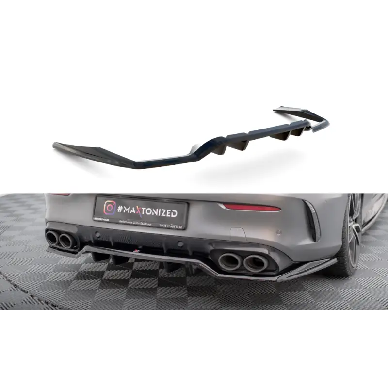 CENTRAL ARRIERE SPLITTER (AVEC UNE BARRE VERTICALE) MERCEDES-AMG C43 COUPE C205 FACELIFT - MAXTONDESIGN - FINITION: NOIR BRILLAN Expédié Aujourd’hui