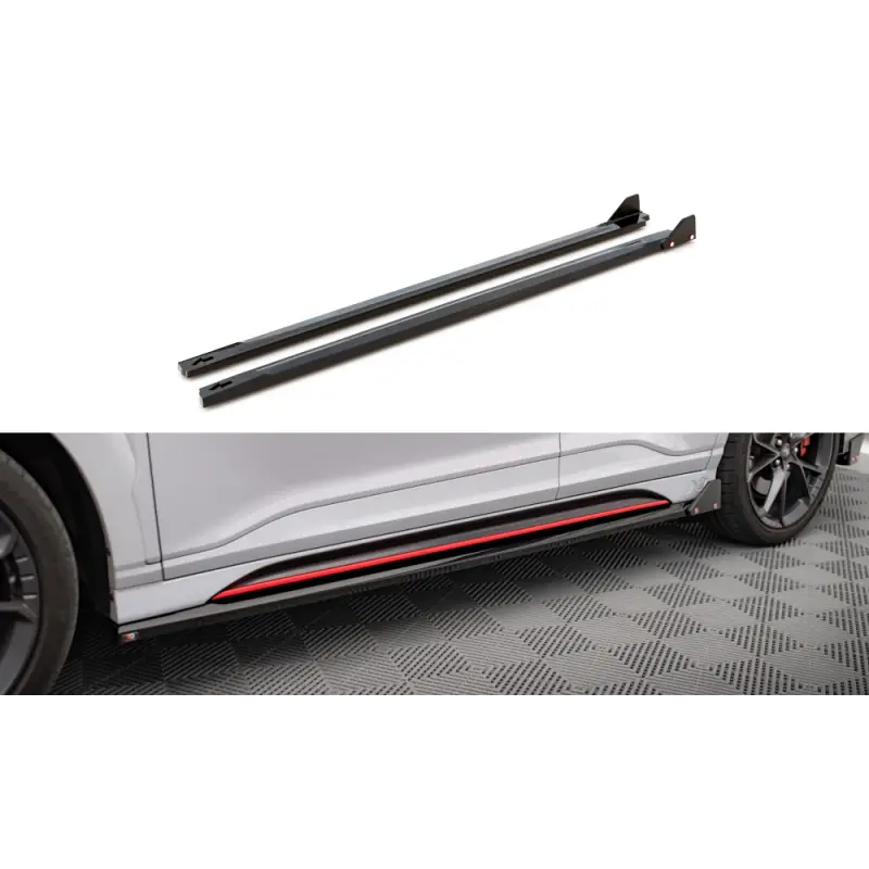 Petit Prix RAJOUTS DES BAS DE CAISSE V.1 + FLAPS HYUNDAI KONA N MK1 - MAXTONDESIGN - FINITION NOIR BRILLANT