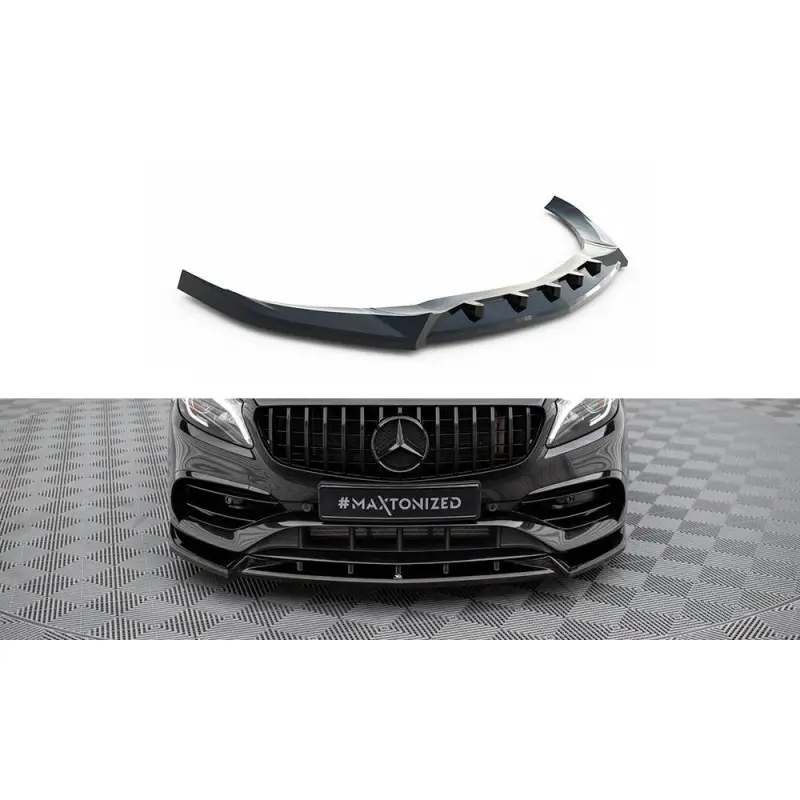 LAME DU PARE-CHOCS AVANT V.2 MERCEDES-BENZ A AMG-LINE W176 FACELIFT - MAXTONDESIGN - FINITION: NOIR BRILLANT Solde