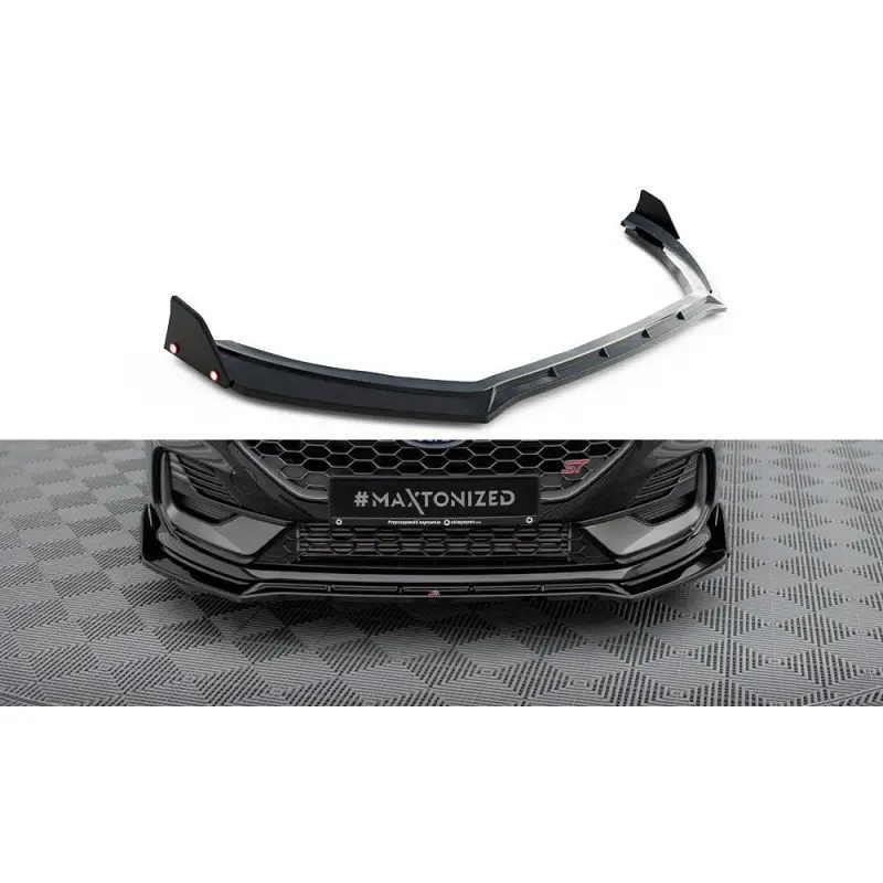 Marque LAME DU PARE-CHOCS AVANT V.4 + FLAPS FORD FIESTA ST MK8 FACELIFT - MAXTONDESIGN - FINITION NOIR BRILLANT