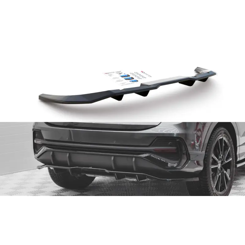 CENTRAL ARRIERE SPLITTER (AVEC UNE BARRE VERTICALE) AUDI Q3 F3 SPORTBACK S-LINE - MAXTON DESIGN - FINITION NOIR BRILLANT Satisfait Ou Remboursé