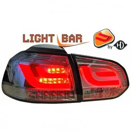 Bon Marché SET FEUX ARRIERES LED - BAR - GRIS FONCE - TRANSPARENT VW GOLF 6 (08-12) SAUF BREAK & CABRIOLET