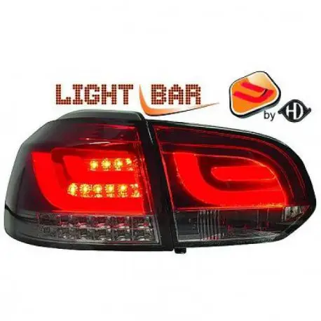 Nouvelle Collection SET FEUX ARRIERES LED - BAR - ROUGE FONCE VW GOLF 6 (08-12) SAUF BREAK & CABRIOLET