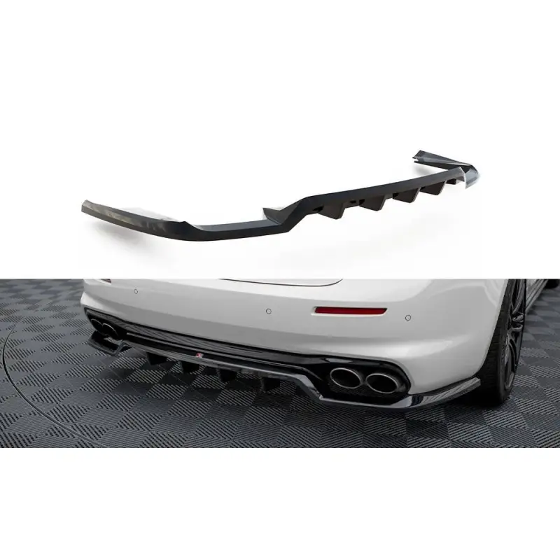 Promotion CENTRAL ARRIERE SPLITTER (AVEC UNE BARRE VERTICALE) MASERATI GHIBLI MK3 FACELIFT - MAXTONDESIGN - FINITION: NOIR BRILLANT