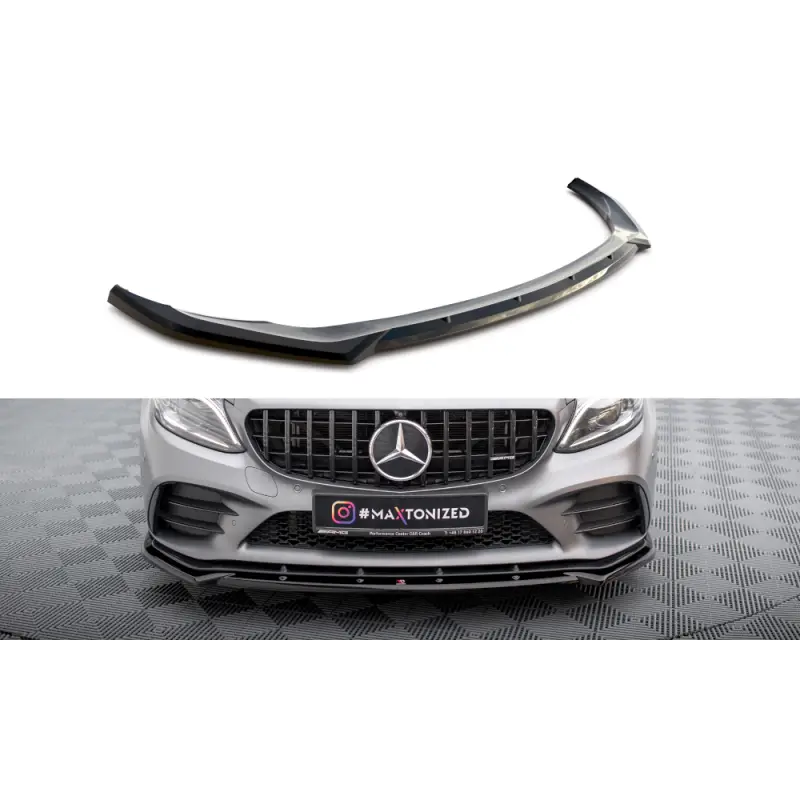 LAME DU PARE-CHOCS AVANT V.2 MERCEDES-AMG C43 COUPE - SEDAN C205 - W205 FACELIFT - MAXTONDESIGN - FINITION: NOIR BRILLANT Nouvelle Collection