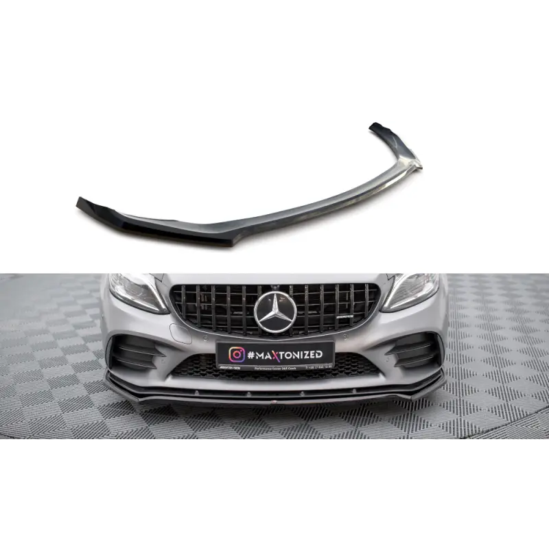 Produit De Marque LAME DU PARE-CHOCS AVANT V.1 MERCEDES-AMG C43 COUPE - SEDAN C205 - W205 FACELIFT - MAXTONDESIGN - FINITION: NOIR BRILLANT