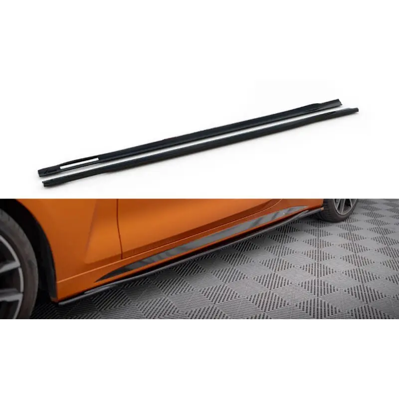 Authentique RAJOUTS DES BAS DE CAISSE V.3 BMW 4 M-PACK G22-G23(21-22) PACK M - MAXTON DESIGN - FINITION NOIR BRILLANT