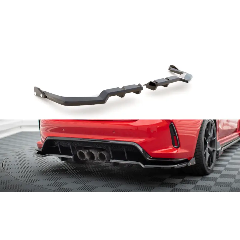 Promotion Saisonnière CENTRAL ARRIERE SPLITTER (AVEC UNE BARRE VERTICALE) V.1 + FLAPS HONDA CIVIC TYPE-R MK 11 - MAXTONDESIGN - FINITION: NOIR BRILLAN