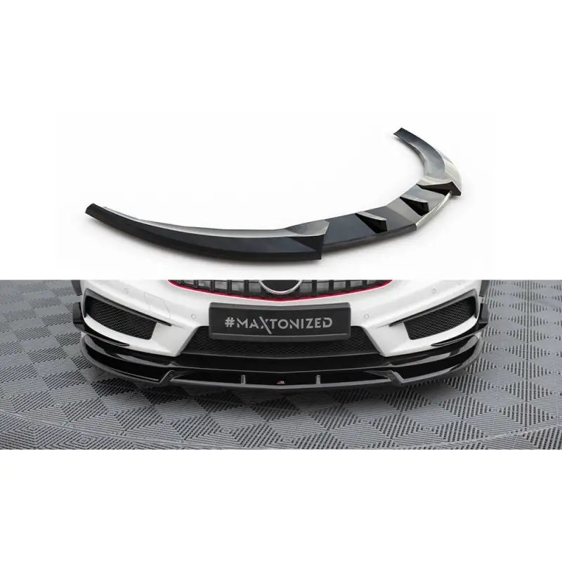Retour Gratuit LAME DU PARE-CHOCS AVANT V.3 MERCEDES-BENZ A45 AMG W176 - MAXTONDESIGN - FINITION NOIR BRILLANT