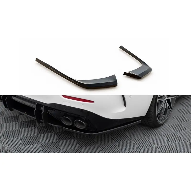 Marque LAMES DE PARE-CHOCS ARRIERE LATERALES MERCEDES-BENZ C AMG-LINE - 43 AMG W206 - MAXTONDESIGN - FINITION: NOIR BRILLANT