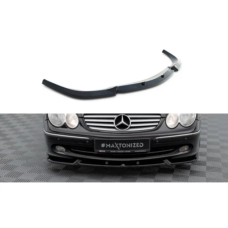 LAME DU PARE-CHOCS AVANT V.2 MERCEDES-BENZ CLK W209 - MAXTONDESIGN - FINITION: NOIR BRILLANT Affaire À Saisir