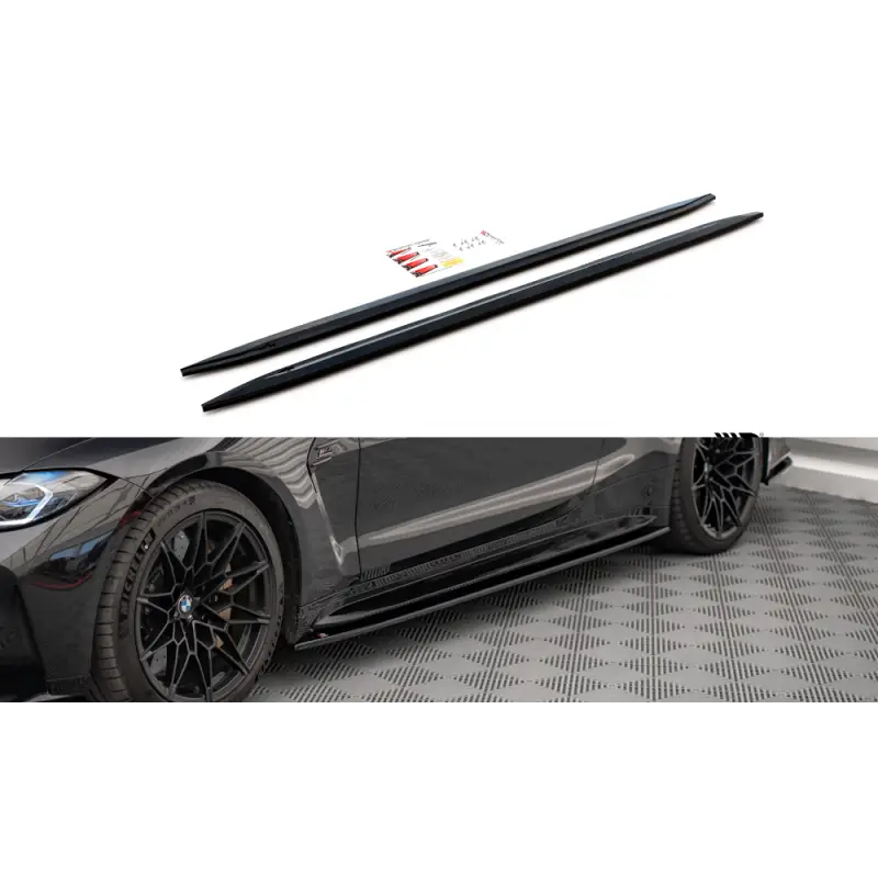 RAJOUTS DES BAS DE CAISSE V.2 POUR BMW M4 G82 - G83 - POUR VERITABLE - M4 - MAXTON DESIGN - FINITION NOIR BRILLANT Livraison Express