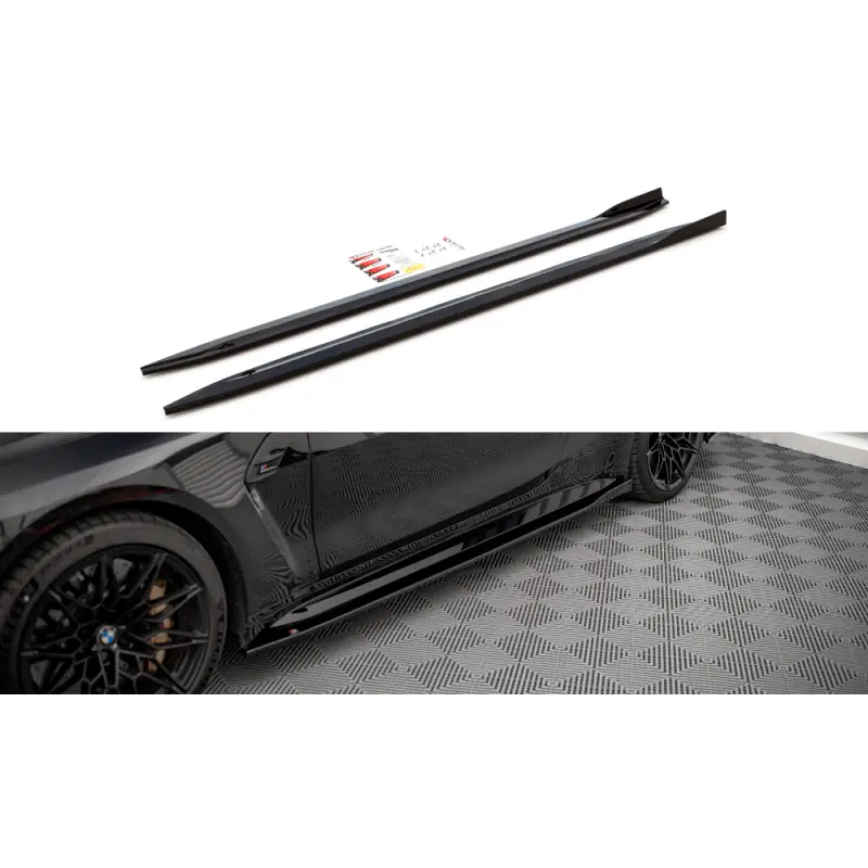 Solde RAJOUTS DES BAS DE CAISSE V.1 POUR BMW M4 G82 - G83 - POUR VERITABLE - M4 - MAXTON DESIGN - FINITION NOIR BRILLANT