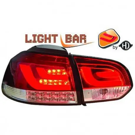 Promotion SET FEUX ARRIERES LED - BAR - ROUGE BLANC VW GOLF 6 (08-12) SAUF BREAK & CABRIOLET