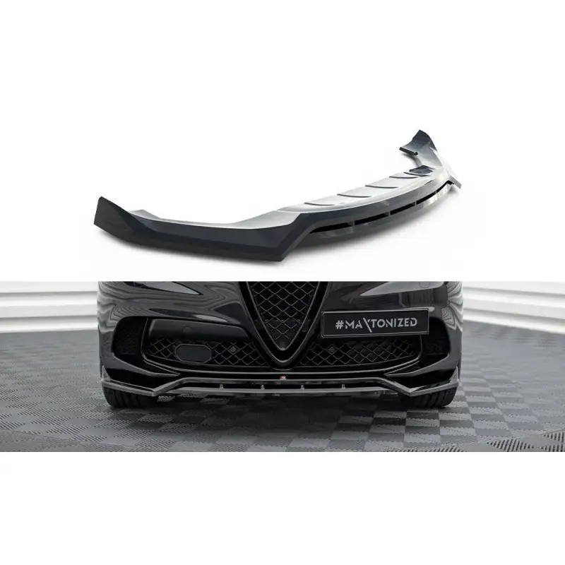 LAME DU PARE-CHOCS AVANT ALFA ROMEO STELVIO QUADRIFOGLIO MK1 - MAXTONDESIGN - FINITION: NOIR BRILLANT Super Prix