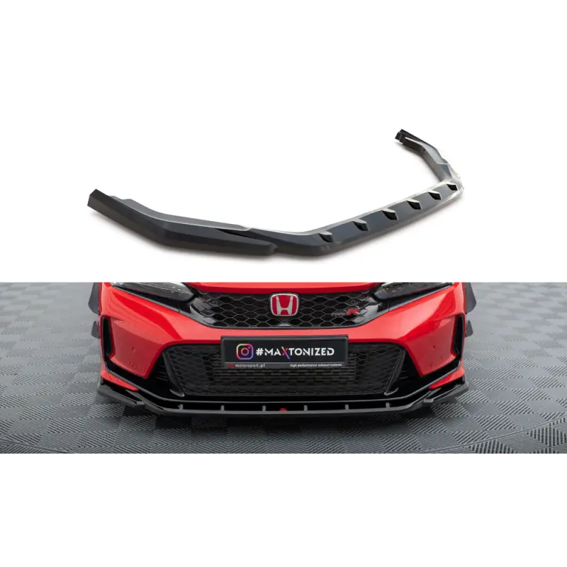 Soldes LAME DU PARE-CHOCS AVANT V.3 HONDA CIVIC TYPE-R MK 11 - MAXTONDESIGN - FINITION: NOIR BRILLANT