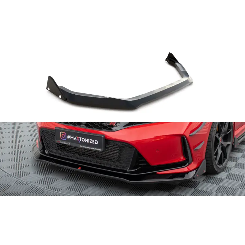 LAME DU PARE-CHOCS AVANT V.1 + FLAPS HONDA CIVIC TYPE-R MK 11 - MAXTONDESIGN - FINITION: NOIR BRILLANT Commander Maintenant