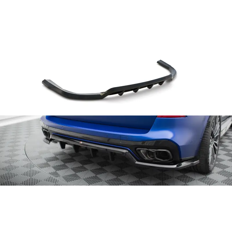 Retour Gratuit CENTRAL ARRIERE SPLITTER (AVEC UNE BARRE VERTICALE) V.1 BMW X5 M-PACK G05 FACELIFT - MAXTONDESIGN - FINITION: NOIR BRILLANT