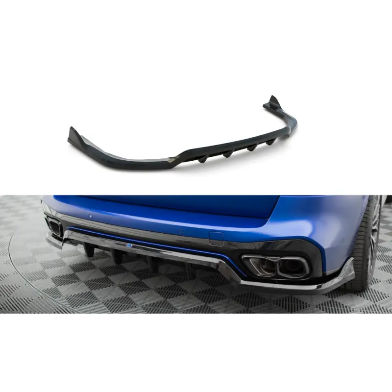 Petit Prix CENTRAL ARRIERE SPLITTER (AVEC UNE BARRE VERTICALE) V.2 BMW X5 M-PACK G05 FACELIFT - MAXTONDESIGN - FINITION: NOIR BRILLANT
