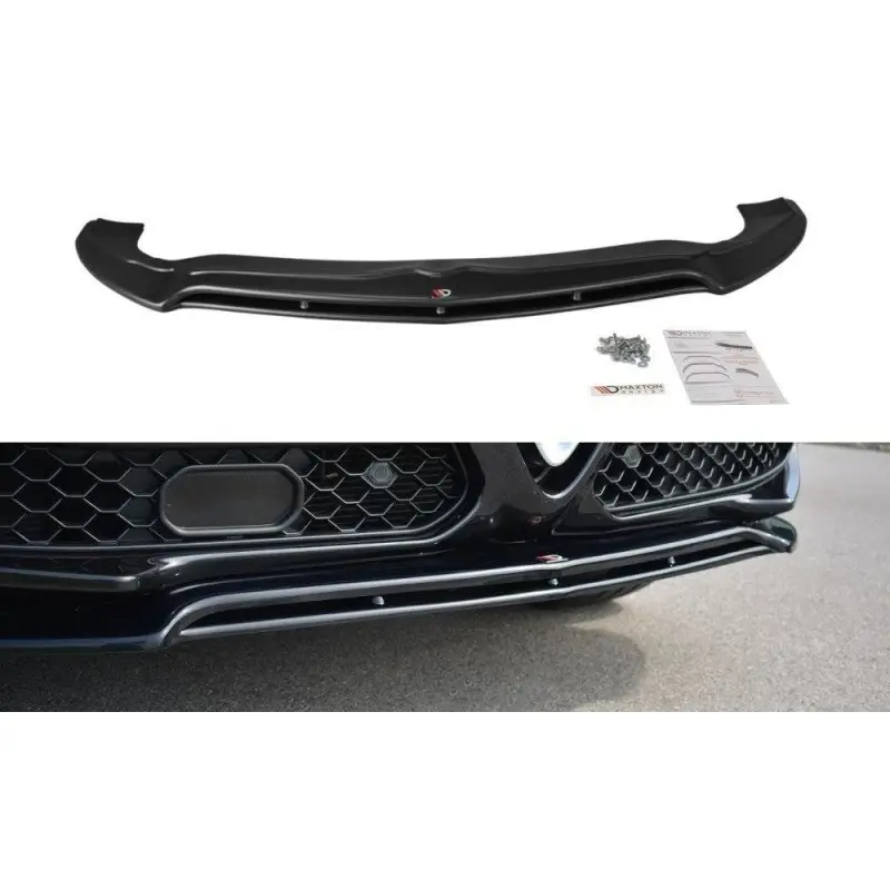 Pas Cher LAME DU PARE-CHOCS AVANT V.2 ALFA ROMEO STELVIO - MAXTON DESIGN - FINITION NOIR BRILLANT