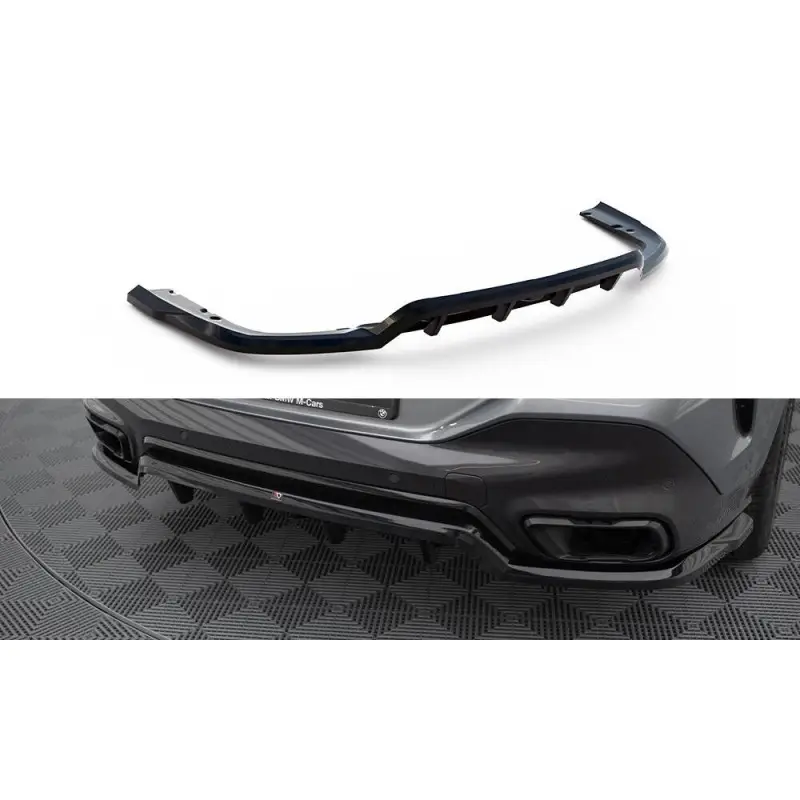 CENTRAL ARRIERE SPLITTER (AVEC UNE BARRE VERTICALE) V.1 BMW X6 M-PACK G06 FACELIFT - MAXTONDESIGN - FINITION: NOIR BRILLANT Seulement Aujourd’hui