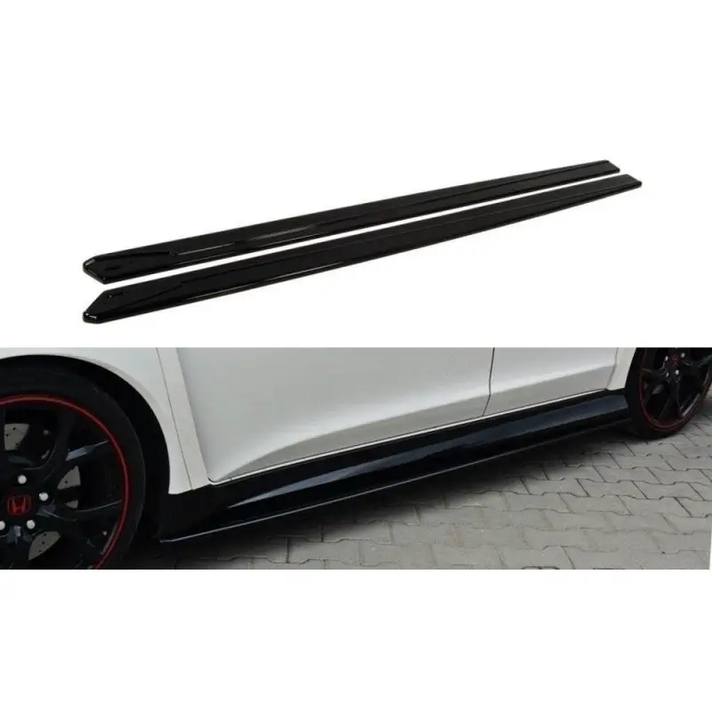 Nouveauté RAJOUTS DES BAS DE CAISSE POUR HONDA CIVIC IX TYPE R - MAXTON DESIGN - FINITION NOIR BRILLANT