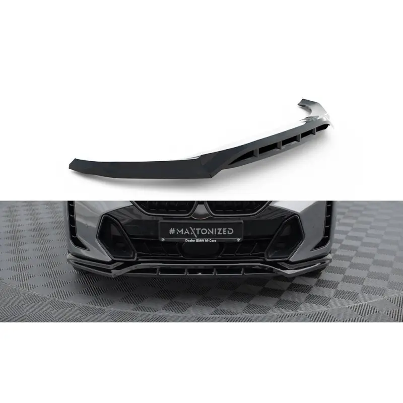 Prix Réduit LAME DU PARE-CHOCS AVANT V.1 BMW X6 M-PACK G06 FACELIFT - MAXTONDESIGN - FINITION: NOIR BRILLANT