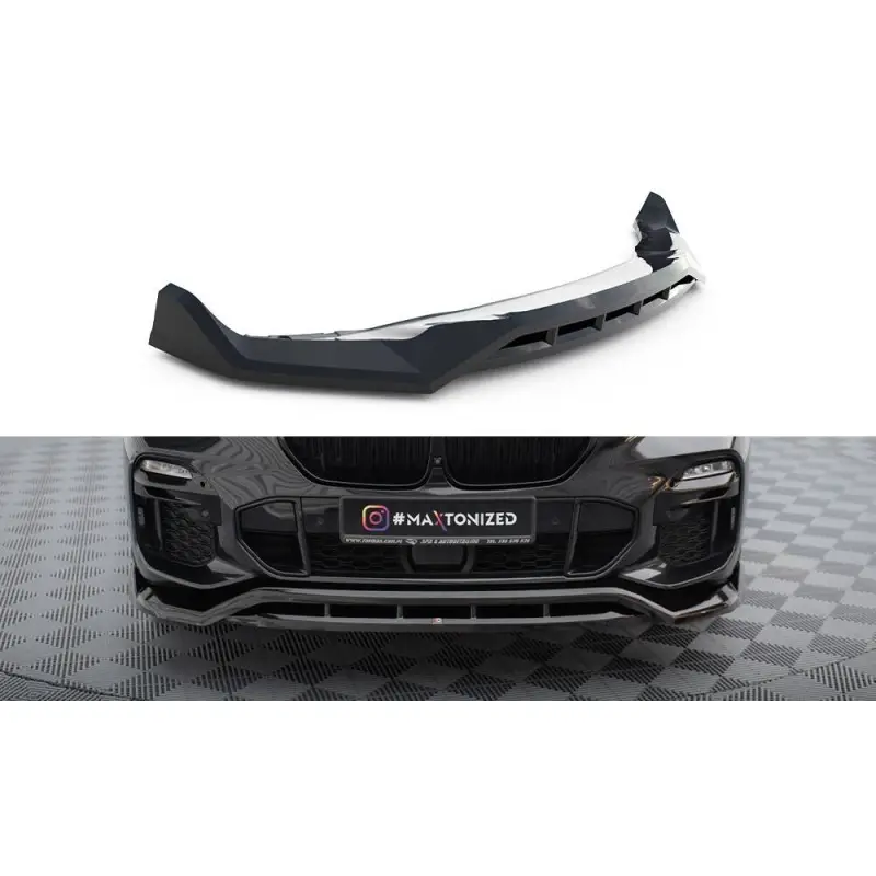 LAME DU PARE-CHOCS AVANT V.2 BMW X5 M-PACK G05 - MAXTONDESIGN - FINITION: NOIR BRILLANT Certifié