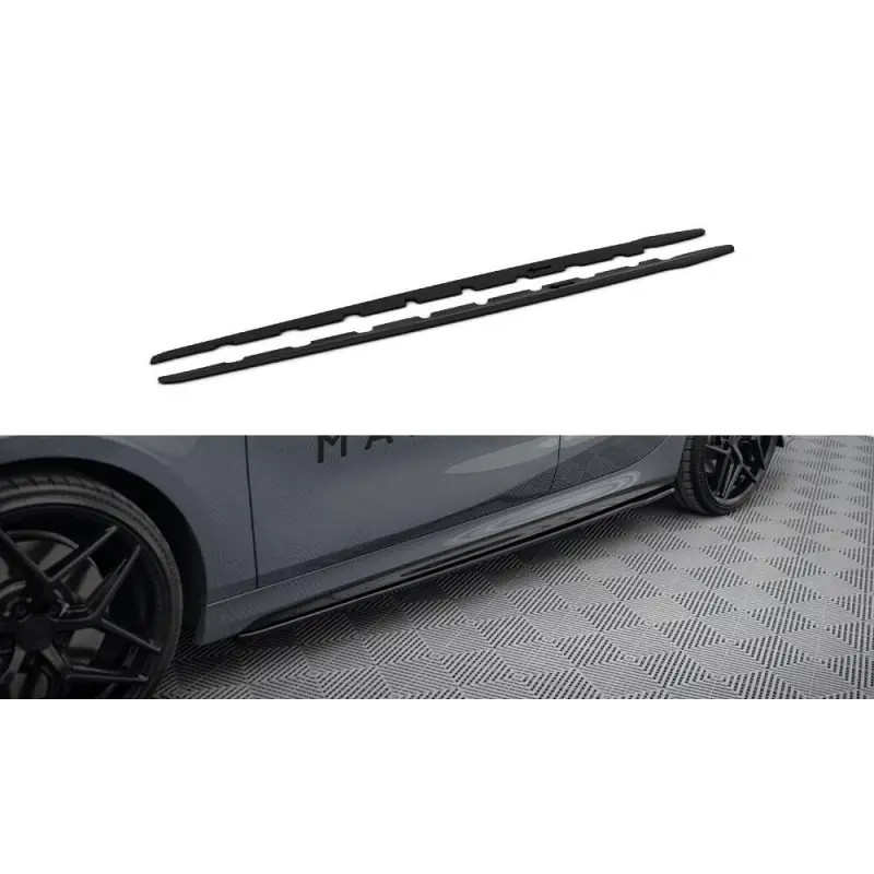 Nouveauté RAJOUTS DES BAS DE CAISSE V.2 BMW 1 F40 M-PACK- M135I - MAXTON DESIGN - FINITION NOIR BRILLANT