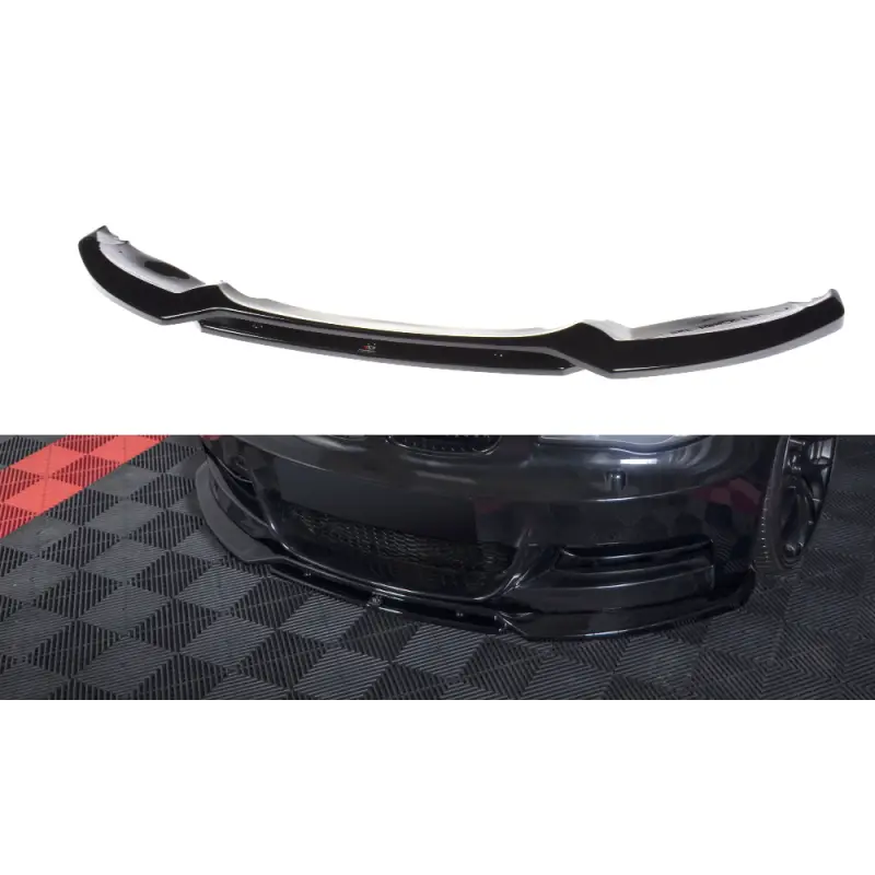 Authentique LAME DU PARE-CHOCS AVANT - SPLITTER V.1 BMW 1 E82 FACELIFT M-PACK - MAXTON DESIGN - FINITION NOIR BRILLANT