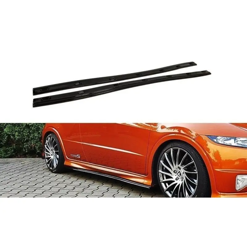 Seulement Aujourd’hui RAJOUTS DES BAS DE CAISSE POUR HONDA CIVIC 8 TYPE S-R - MAXTON DESIGN - FINITION NOIR BRILLANT