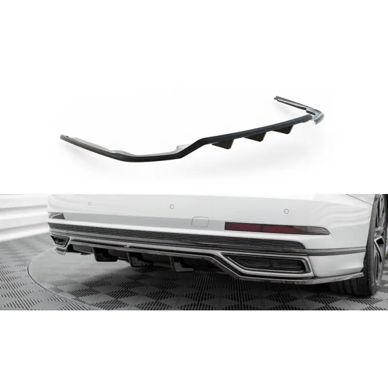 CENTRAL ARRIERE SPLITTER (AVEC UNE BARRE VERTICALE) AUDI A8 S-LINE D5 - MAXTONDESIGN - FINITION: NOIR BRILLANT Prix Bas