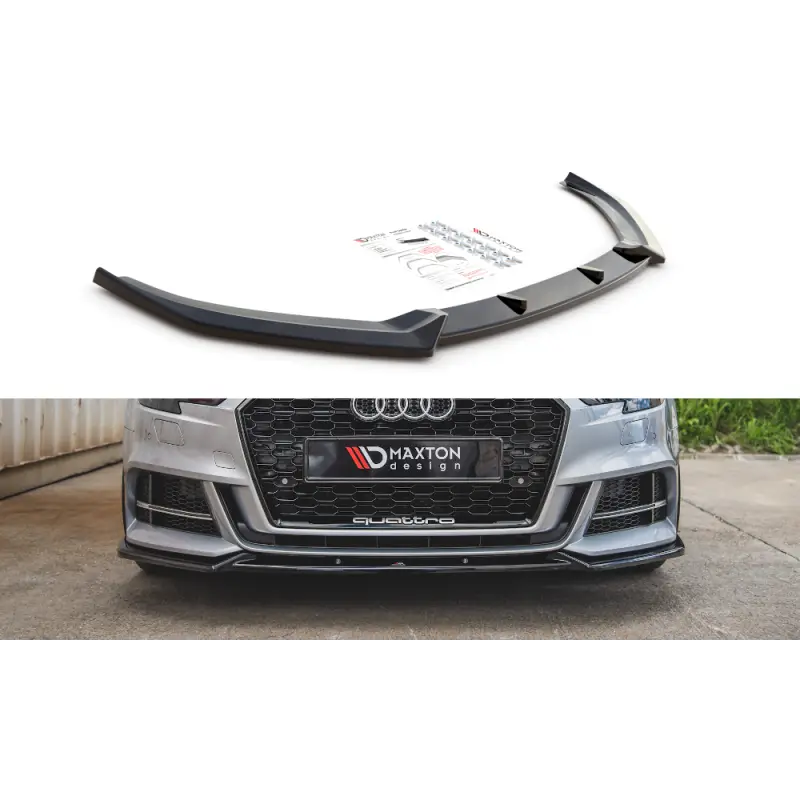 Expédition Rapide LAME DU PARE-CHOCS AVANT V.3 AUDI S3 8V FACELIFT - MAXTON DESIGN - FINITION NOIR BRILLANT
