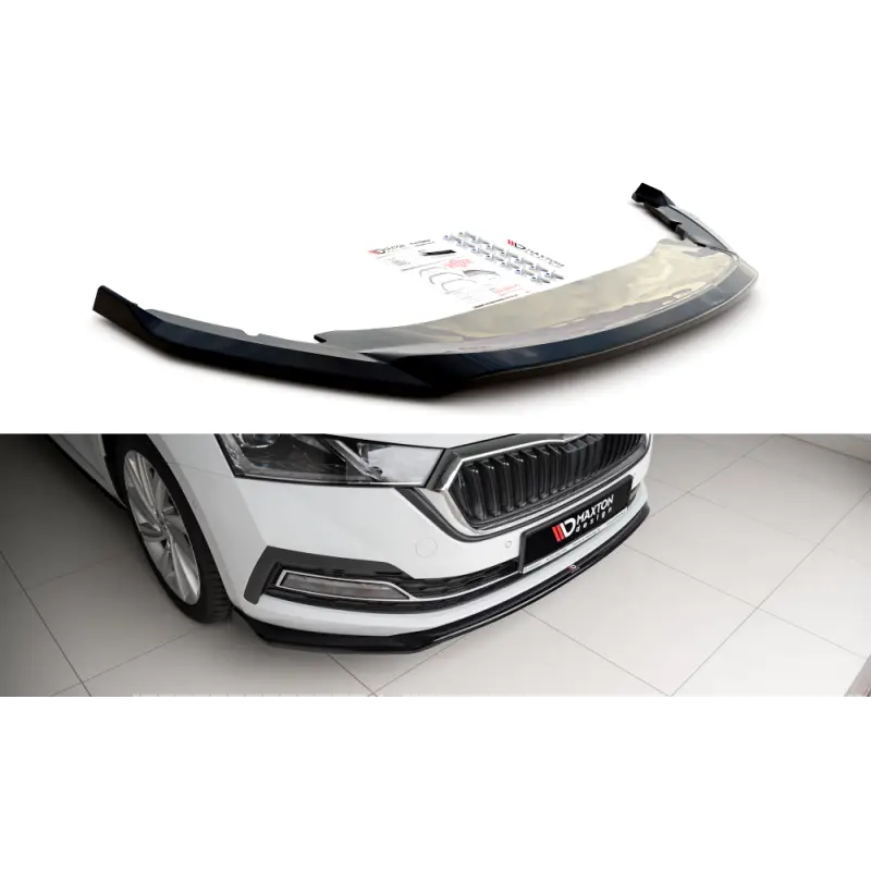 LAME DU PARE-CHOCS AVANT V.2 SKODA OCTAVIA MK4 - MAXTON DESIGN - FINITION NOIR BRILLANT Prix Choc