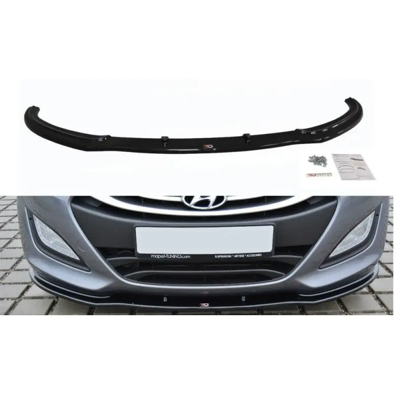 Meilleure Vente LAME DU PARE-CHOCS AVANT HYUNDAI I30 MK.2 - MAXTON DESIGN - FINITION NOIR BRILLANT