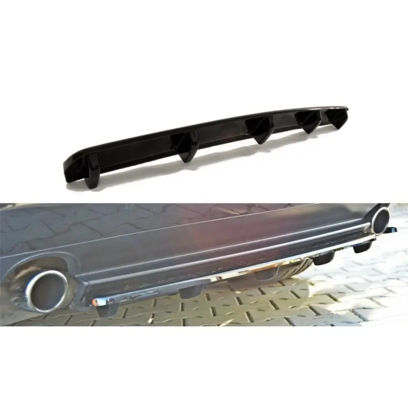 Remise CENTRAL ARRIÈRE SPLITTER ALFA ROMEO 159 (AVEC UNE BARRE VERTICALE) - MAXTON DESIGN - FINITION NOIR BRILLANT