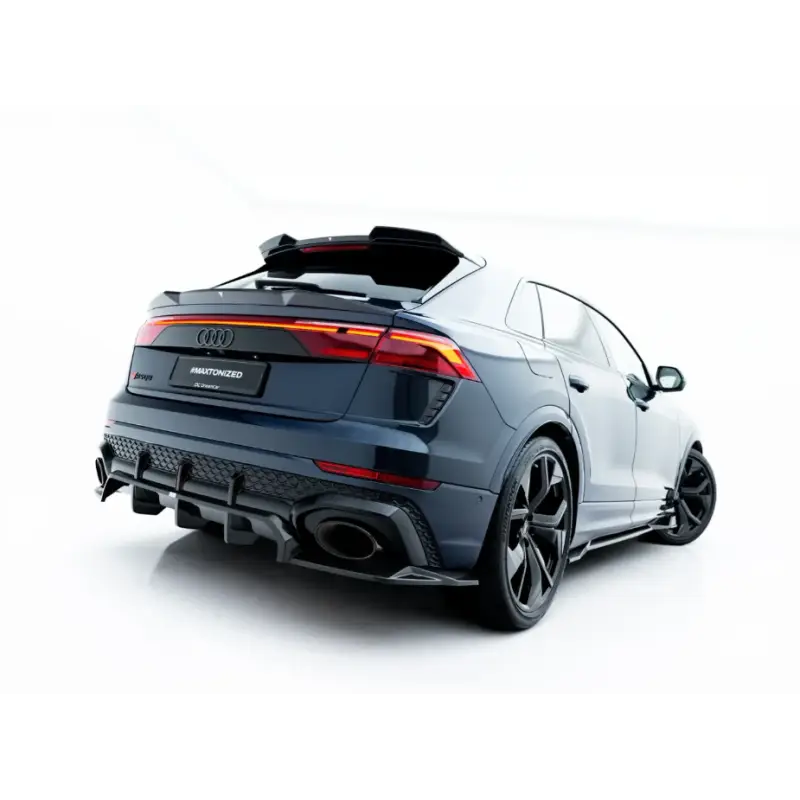 Top Vente PREPREG CARBON FIBER REAR SPLITTER (AVEC UNE BARRE VERTICALE) AUDI RSQ8 MK1 FACELIFT - MAXTONDESIGN - CARBON VERITABLE