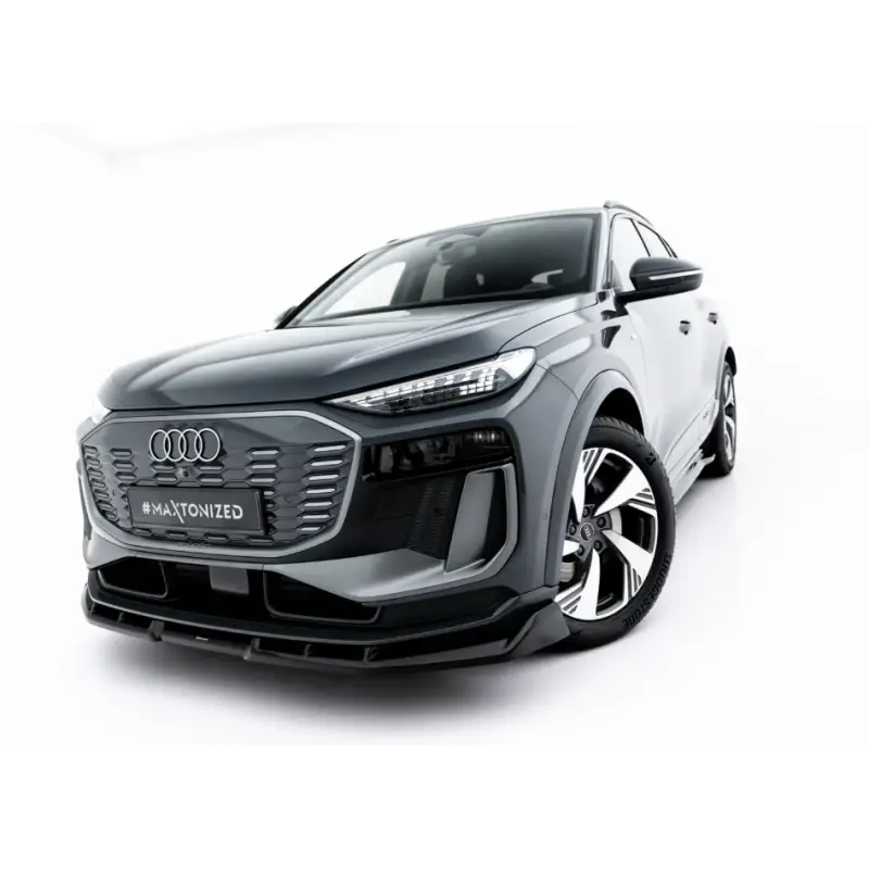 LAME DU PARE-CHOCS AVANT AUDI Q6 E-TRON STANDARD / S-LINE / SQ6 E-TRON SUV / SPORTBACK MK1 - MAXTONDESIGN - FINITION NOIR BRILLANT Nouvelle Collection
