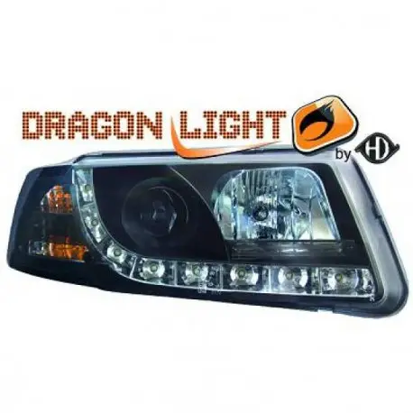 Top Vente SET DE DEUX PHARES AVANT DESIGN À LED À FOND NOIR POUR TOUTES VW PASSAT 3B (96-00) & CLIGNOTANT