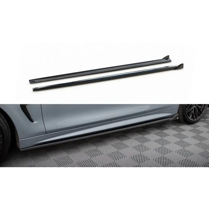 RAJOUTS DES BAS DE CAISSE V.2 BMW 4 COUPE M-PACK F32 - MAXTONDESIGN - FINITION: NOIR BRILLANT Authentique