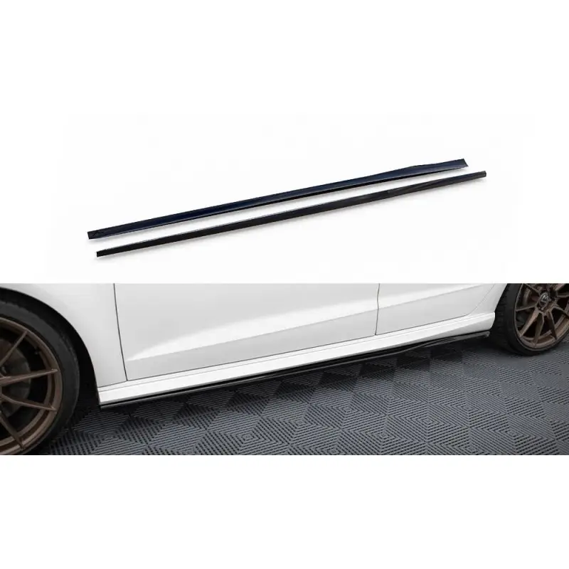 RAJOUTS DES BAS DE CAISSE AUDI S3 - A3 S-LINE SPORTBACK 8V - MAXTONDESIGN - FINITION: NOIR BRILLANT Vente Directe