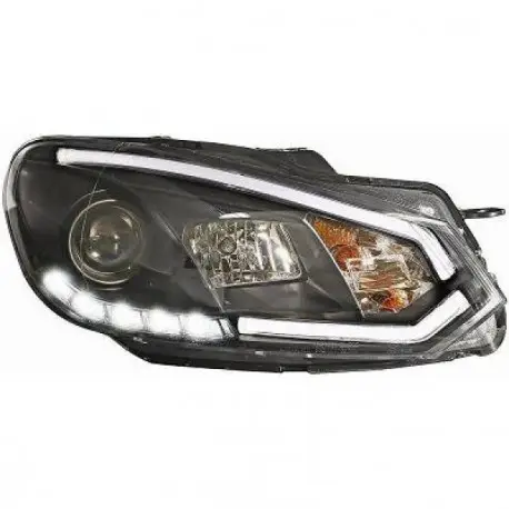 Jusqu’à Épuisement Des Stocks SET DE DEUX PHARES AVANT DESIGN AVEC LED - H7/H1 - NOIR - VW GOLF 6 (08-12) & VARIANT (09-12) & CABRIO (11-15) - MOD2