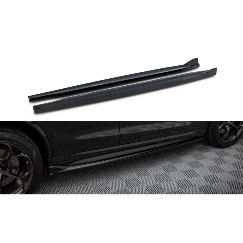 RAJOUTS DES BAS DE CAISSE ALFA ROMEO STELVIO QUADRIFOGLIO MK1 - MAXTONDESIGN - FINITION: NOIR BRILLANT Marque