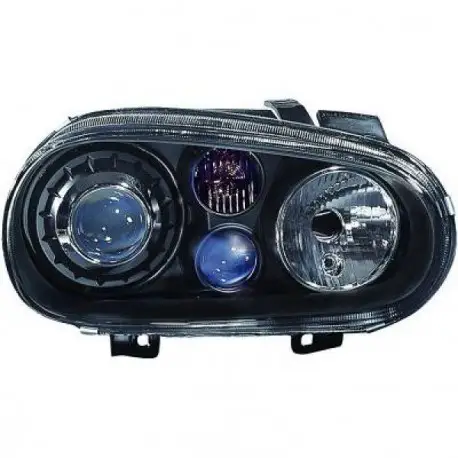 SET DE 2 PHARES AVANT À LENTILLE LOOK R32 - NOIR VW GOLF 4 (97-03) H7/H7/H3 Haute Qualité