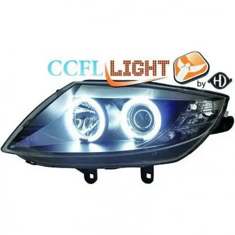 Achetez Aujourd’hui SET DE DEUX PHARES AVANT FOND NOIR AVEC ANGEL EYES AU CCFL BMW Z4 E85 E86 (02-09) - PAS POUR VÉHICULE AVEC XÉNON - H1/H1