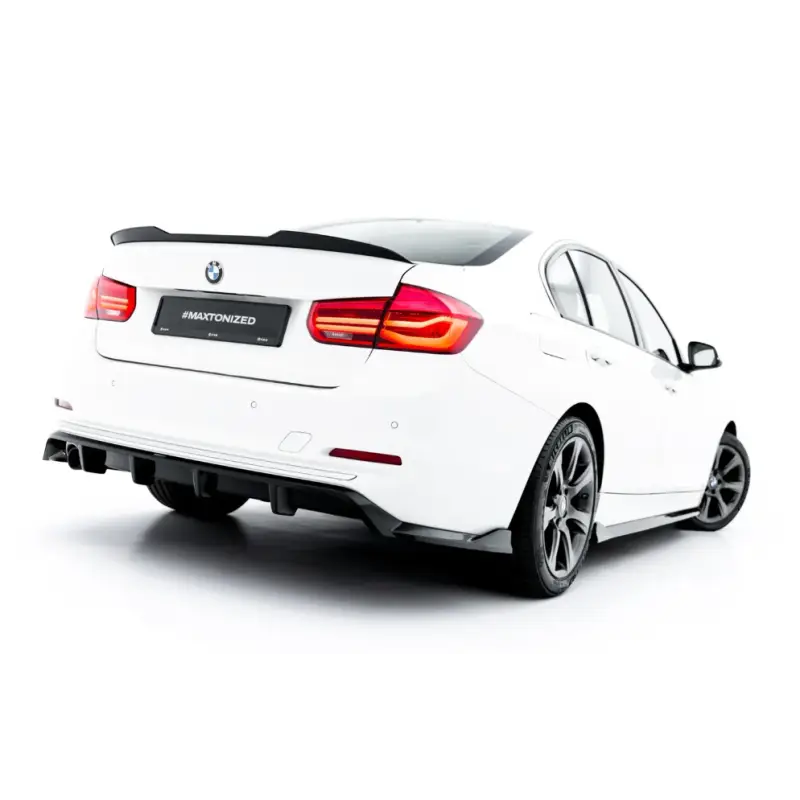 ARRIERE SPLITTER (AVEC UNE BARRE VERTICALE) BMW 3 SPORTLINE SEDAN / TOURING F30 / F31 - MAXTONDESIGN - FINITION NOIR BRILLANT Quantité Limitée