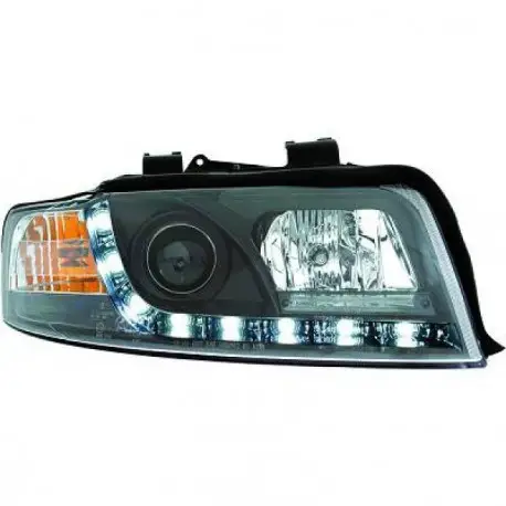 SET DE DEUX PHARES AVANT DESIGN AUDI A4 (00-04) - MOD 2 - LED - AVEC REGLAGE HAUTEUR - H1&H1 - NOIR Seulement Aujourd’hui